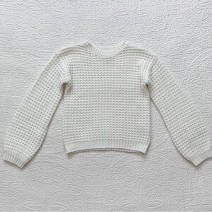 Forever 21 Girls' Chunky Knit‎ Crewneck Sweater, White (US 7/8)